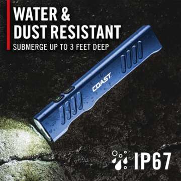 Coast Slayer 1150 Lumen USB-C Rechargeable LED Flashlight with Spot/Flood, Memory Mode and Pocket Clip, Blue