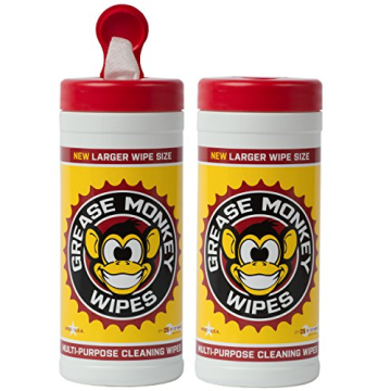Grease Monkey Wipes Multi-Purpose, Heavy Duty Cleaning Wipes Canister, 25-Count, Pack of 2