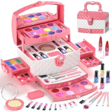 PERRYHOME 56-in-1 Girls Makeup Kit - Washable Cosmetics in Frozen Theme