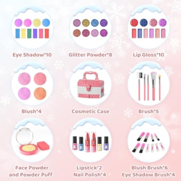 PERRYHOME 56 Pcs Kids Makeup Set for Girls - Safe & Fun