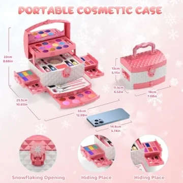 PERRYHOME 56 Pcs Kids Makeup Set for Girls - Safe & Fun