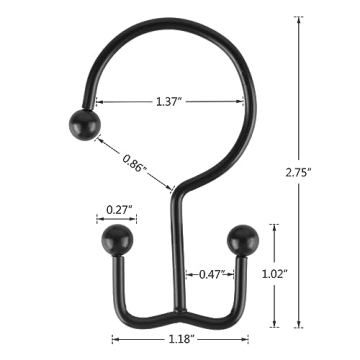 Durable Stainless Steel Double Shower Curtain Hooks Set of 12