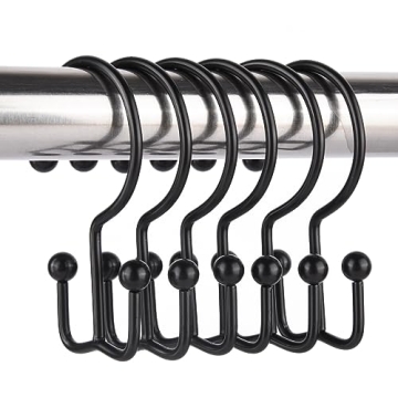 Durable Stainless Steel Double Shower Curtain Hooks Set of 12