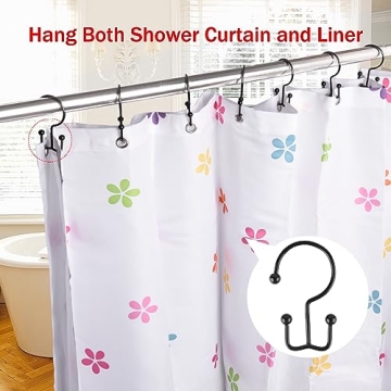 Durable Stainless Steel Double Shower Curtain Hooks Set of 12