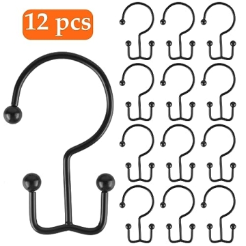 Durable Stainless Steel Double Shower Curtain Hooks Set of 12