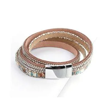Fesciory Elegant Leather Wrap Bracelet for Women