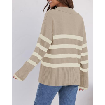 Stylish ZESICA Women's Winter Lapel V Neck Knit Sweater