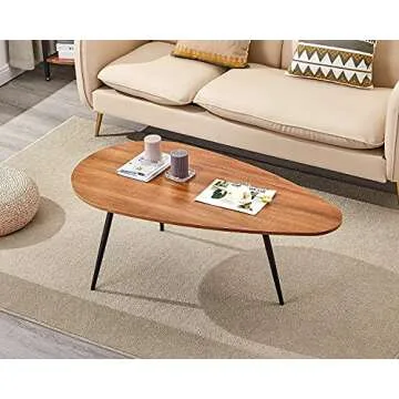 SAYGOER Mid Century Modern Coffee Table for Living Room Small Coffee Table Rustic Oval Coffee Table ...