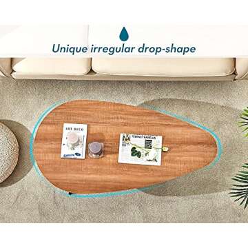 SAYGOER Mid Century Modern Coffee Table for Living Room Small Coffee Table Rustic Oval Coffee Table Retro Accent Sofa Center Table for Living Room,22.2" D x 42.5" W x 17.1" H, Walnut Oak