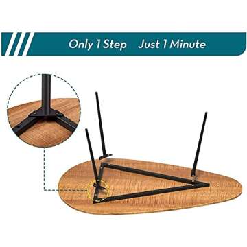 SAYGOER Mid Century Modern Coffee Table for Living Room Small Coffee Table Rustic Oval Coffee Table Retro Accent Sofa Center Table for Living Room,22.2" D x 42.5" W x 17.1" H, Walnut Oak