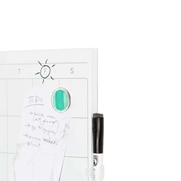 U Brands Square Magnetic Dry Erase Calendar Board, 14"x14", Frameless, includes Marker and Magnet