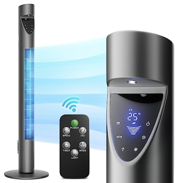 Mollie Oscillating Quiet Tower Fan - Remote Control & 3 Speeds, Ideal for Home Use