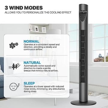 Mollie Quiet Tower Fan Adjustable Speed for Home