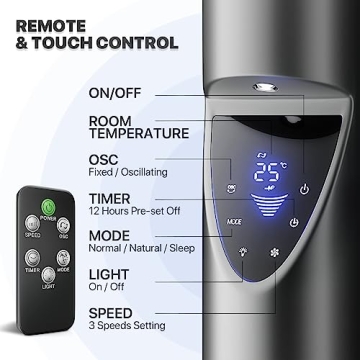 Mollie Quiet Tower Fan Adjustable Speed for Home