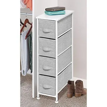 Stylish mDesign Narrow Dresser Storage Tower with 4 Drawers