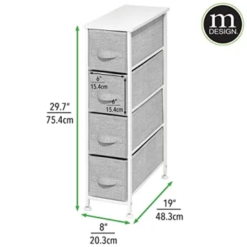 Stylish mDesign Narrow Dresser Storage Tower with 4 Drawers