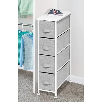 Stylish mDesign Narrow Dresser Storage Tower with 4 Drawers