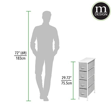 Stylish mDesign Narrow Dresser Storage Tower with 4 Drawers