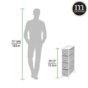 Stylish mDesign Narrow Dresser Storage Tower with 4 Drawers