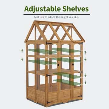 MCombo Wooden Greenhouse with Adjustable Roof and 6 Doors