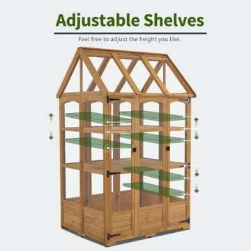 MCombo Wooden Greenhouse with Adjustable Roof and 6 Doors