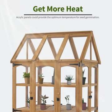 MCombo Wooden Greenhouse with Adjustable Roof and 6 Doors