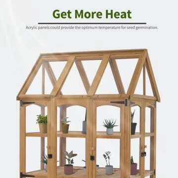 MCombo Wooden Greenhouse with Adjustable Roof and 6 Doors