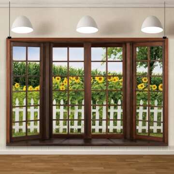 YongFoto 5x3ft Spring Window Scenery Backdrop for All Occasions - Ideal for Parties & Photography