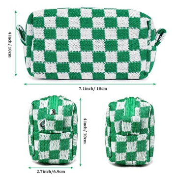 Stylish Aucuu Checkered Makeup Bags Set for Travel