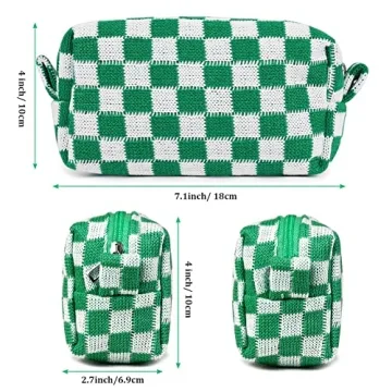 Stylish Aucuu Checkered Makeup Bags Set for Travel