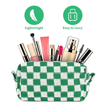 Stylish Aucuu Checkered Makeup Bags Set for Travel