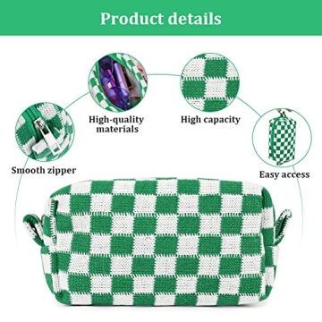 Stylish Aucuu Checkered Makeup Bags Set for Travel