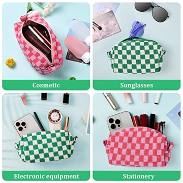 Stylish Aucuu Checkered Makeup Bags Set for Travel