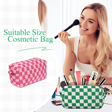 Stylish Aucuu Checkered Makeup Bags Set for Travel