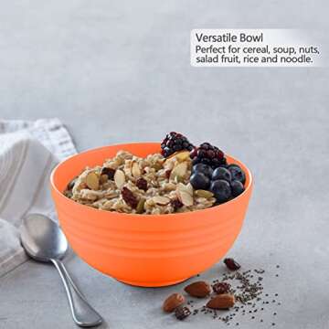 Homestockplus Unbreakable Cereal Bowls 25 OZ Microwave and Dishwasher Safe BPA-Free Bowl Dessert Bowls for Serving Soup, Oatmeal, Pasta and Salad [Set of 6]