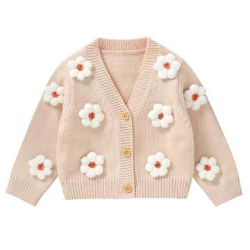 Neiwech Baby Girl Cardigan Sweater Toddler Knit V-Neck Button Long Sleeve Outwear Fall Winter Clothe...