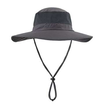 Home Prefer Outdoor UPF50+ Mesh Sun Hat Wide Brim Fishing Hat with Neck Flap (Dark Gray)