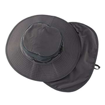 Home Prefer Outdoor UPF50+ Mesh Sun Hat Wide Brim Fishing Hat with Neck Flap (Dark Gray)