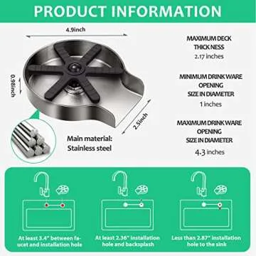 Glass Rinser for Kitchen Sinks - Stainless Steel Cleaning Accessory
