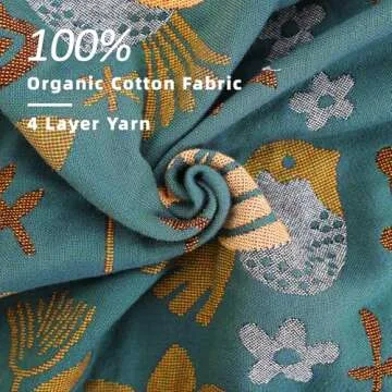 VANJOROY Boho Large Throw Blanket for Bed, 100% Cotton Soft Breathable Throw-Floral Bird Rustic Decor Blanket for Couch Sofa Quilt and Gift, 60" x 80"-Teal/Beige