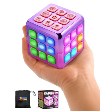 Power Your Fun Cubik LED Flashing Cube Memory Game- Electronic Handheld Game STEM Toy, 5 Brain Memor...