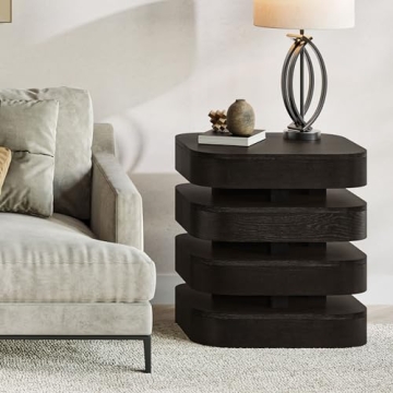 Jofran Brix Floating Sculpture End Table in Espresso