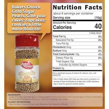 Baker's Choice Edible Pearls - Dairy Free Metallic Sprinkles