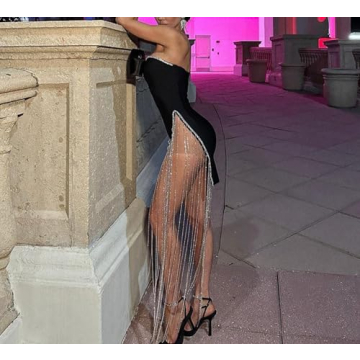 QNI Strapless Side Split Mini Dress for Glam Nights