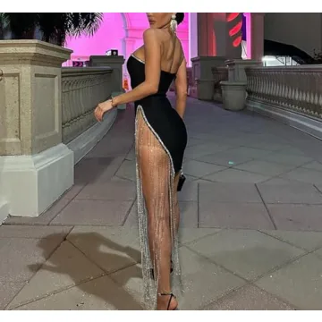 QNI Strapless Side Split Mini Dress for Glam Nights