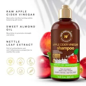 WOW Skin Science Apple Cider Vinegar Shampoo for Hair Growth and Dandruff - Paraben & Sulfate Free
