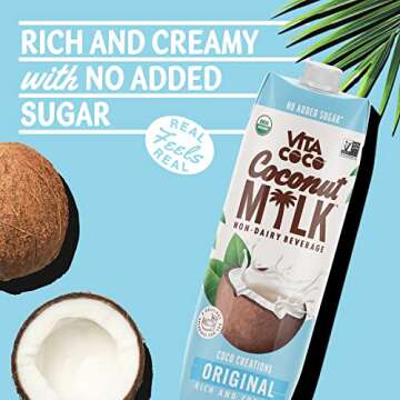 Vita Coco Original Organic Coconut Milk, Plant Based, Dairy Free Milk Alternative - Gluten Free, Soy...