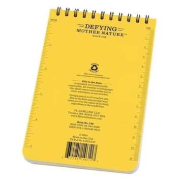 Rite in the Rain Weatherproof Top Spiral Notebook, 4" x 6", Yellow Cover, Universal Pattern (No. 146...