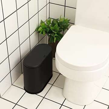 PENGKE 2.7 Gallon Slim Plastic Trash Can with Lid