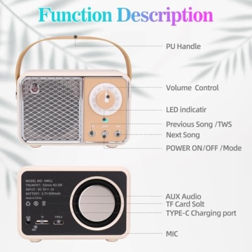 Dosmix Portable Retro Bluetooth Speaker for Music Lovers